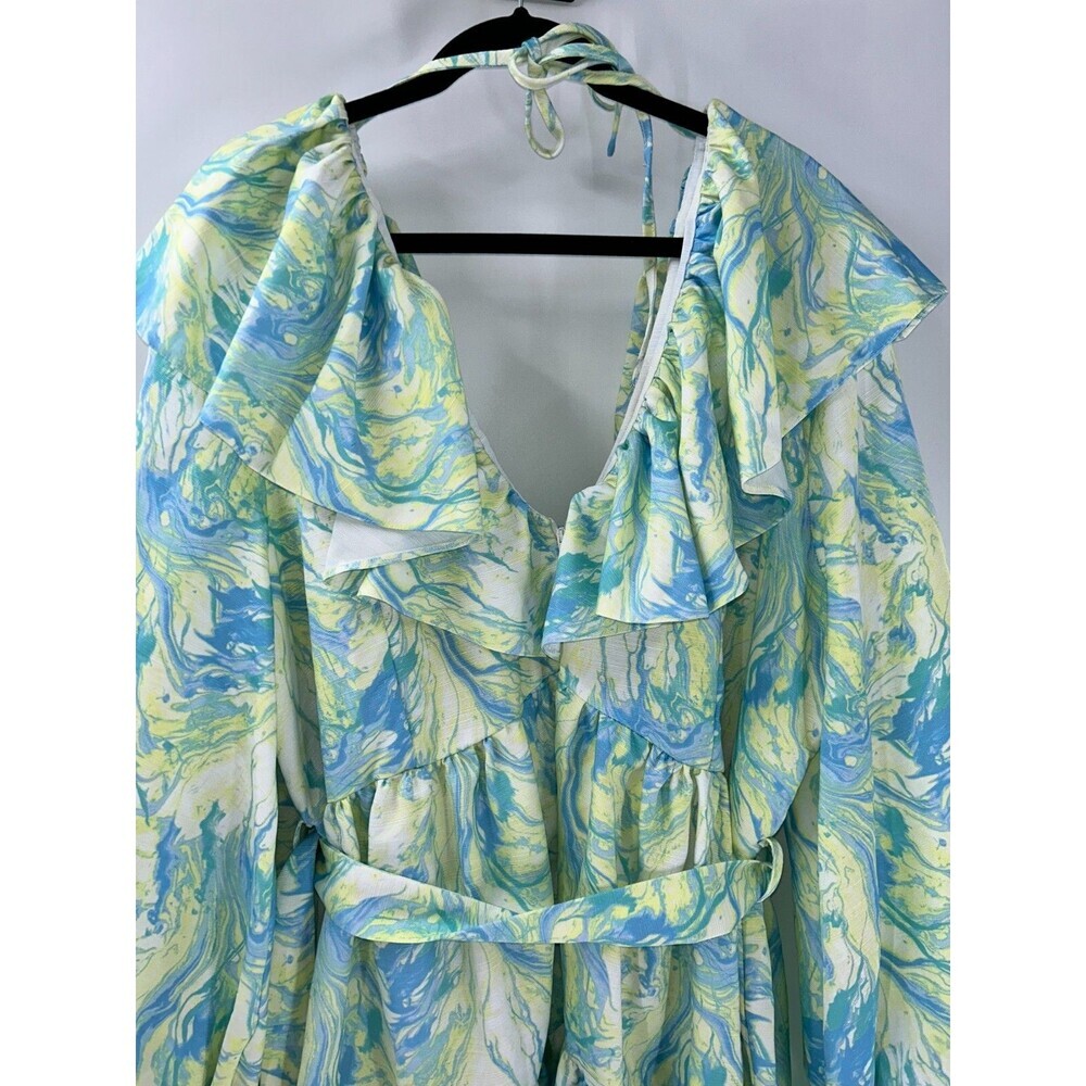 Women's ASOS LUXE Curve Marble V neck Belted Twill Smock Dress Size 22 - Picture 9 of 12